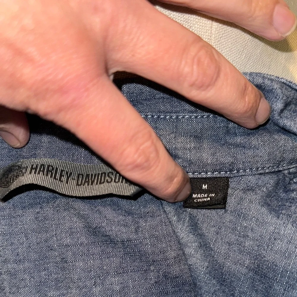 Harley-Davidson‎ Men's Blue Denim Shirt Medium